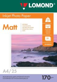 Fotopopierius Lomond Photo Inkjet Paper Matinis 170 g/m2 A4, 25 lapai, dvipusis