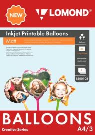 Oro balionai Lomond Inkjet Printable Baloons rašaliniams sp. A4, 3 lapų (Ball/Heart/Star) dvipusis