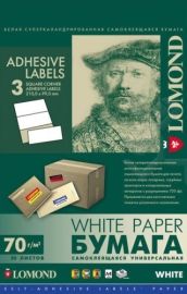 Lipnus popierius lipdukams Lomond Self-Adhesive Universal Labels, 3/210x99, A4, 50 lapų, Balta