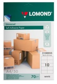 Lipnus popierius lipdukams Lomond Self-Adhesive Universal Labels, 10/105x59,4, A4, 50 lapų, Balta