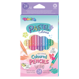 Spalvoti pieštukai dvipusiai  Colorino Pastel 12vnt / 24 pastelinių spalvų