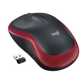 Logitech M185 Belaidė pelė, RF Wireless, 1000 DPI, Juoda/Raudona