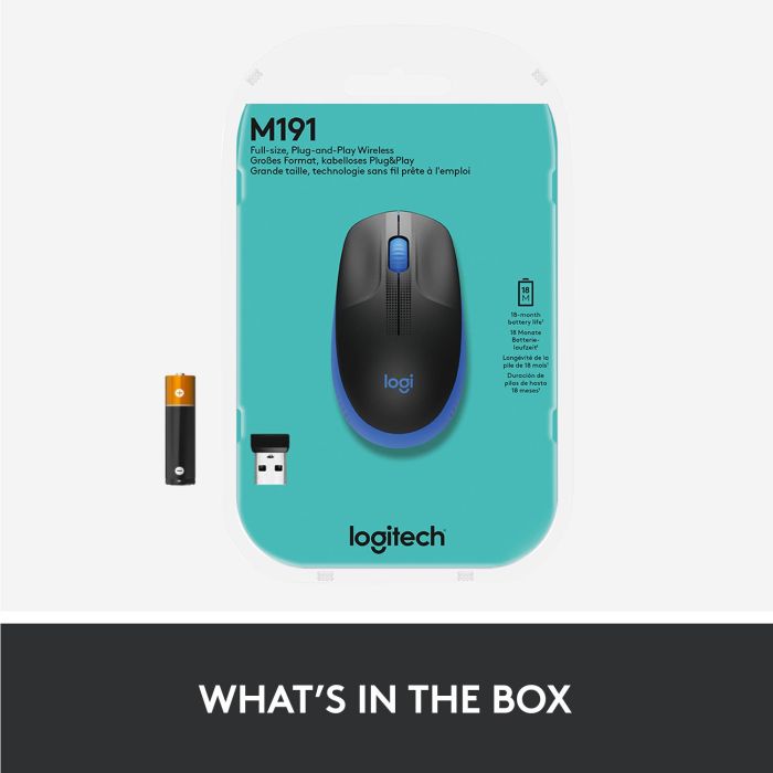 MOUSE USB OPTICAL WRL M190/BLUE 910-005907 LOGITECH – 12