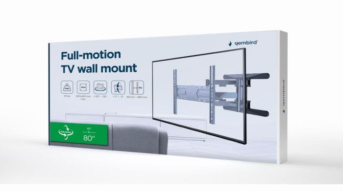 TV SET ACC WALL MOUNT 40-80"/WM-80ST-01 GEMBIRD – 10