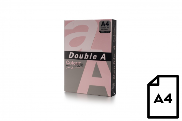 Spalvotas popierius Double A, 80g, A4, 500 lapų, Pink – 3