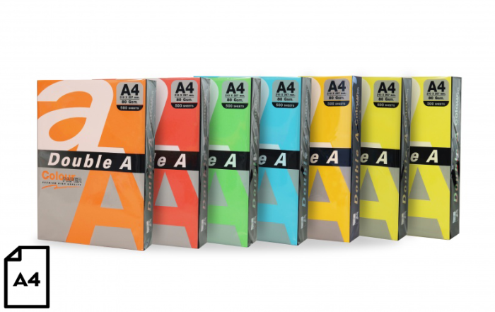 Spalvotas popierius Double A, 80g, A4, 100 lapų, Rainbow 5, 5 spalvų – 2