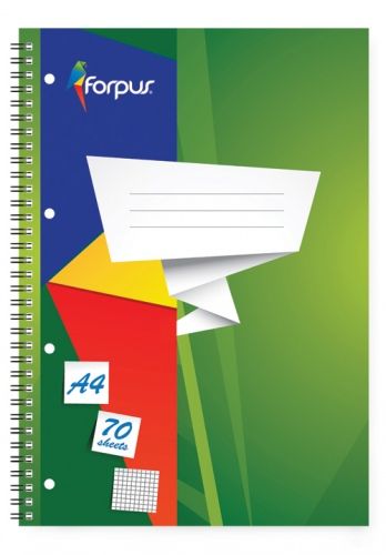 Sąsiuvinis su spirale Forpus, A4/70, langeliais, minkštas viršelis  0722-003