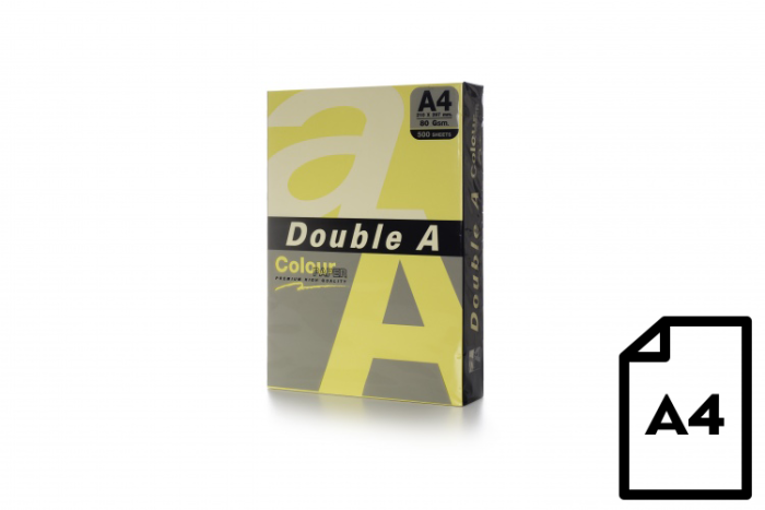 Spalvotas popierius Double A, 80g, A4, 500 lapų, Butter – 3