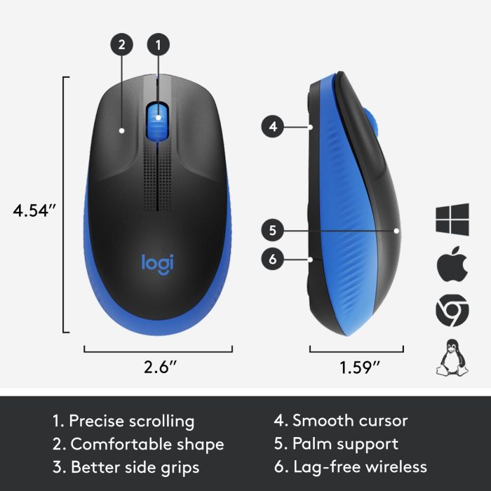 MOUSE USB OPTICAL WRL M190/BLUE 910-005907 LOGITECH – 11