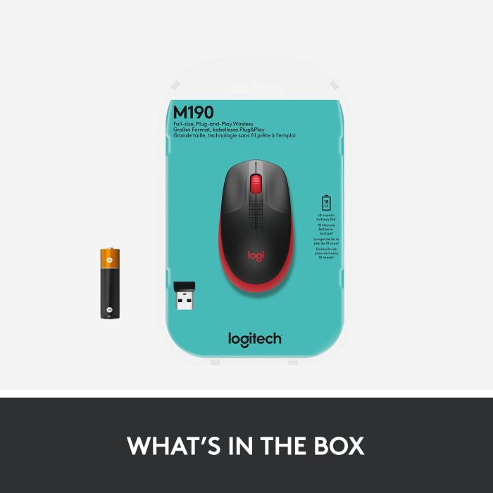 MOUSE USB OPTICAL WRL M190/RED 910-005908 LOGITECH – 12