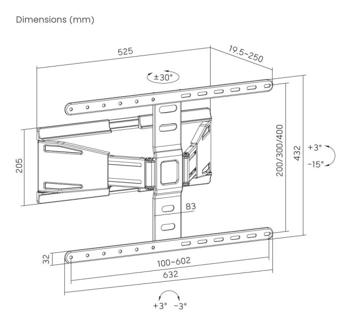 TV SET ACC WALL MOUNT 43-90"/WM-90ST-02 GEMBIRD – 10