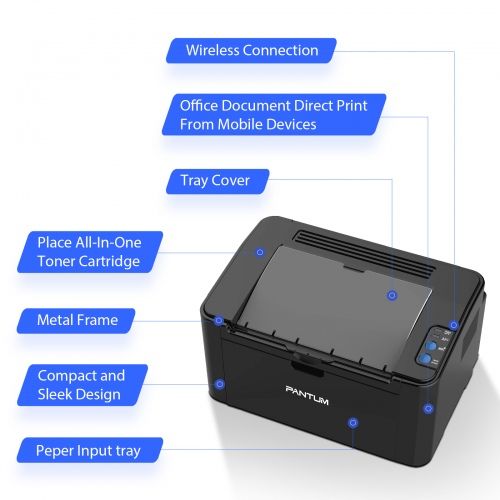 Spausdintuvas lazerinis Pantum P2500W, juodai baltas, A4, Wi-Fi – 2