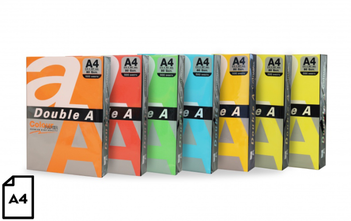 Spalvotas popierius Double A, 80g, A4, 500 lapų, Rainbow 5, 5 spalvų – 2