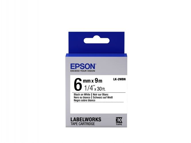 Epson LK-2WBN (C53S652003) Ženklinimo juostelė, Standard, Black on White, 6mm 9m