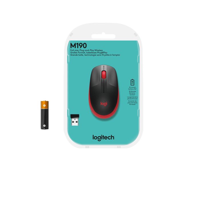 MOUSE USB OPTICAL WRL M190/RED 910-005908 LOGITECH – 7