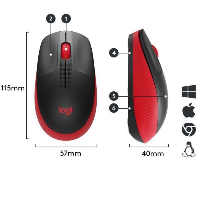 MOUSE USB OPTICAL WRL M190/RED 910-005908 LOGITECH – 6