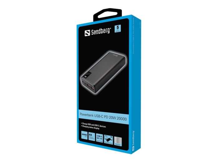 SANDBERG Powerbank USB-C PD 20W 20000 – 2