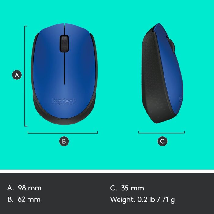 MOUSE USB OPTICAL WRL M171/BLUE 910-004640 LOGITECH – 12