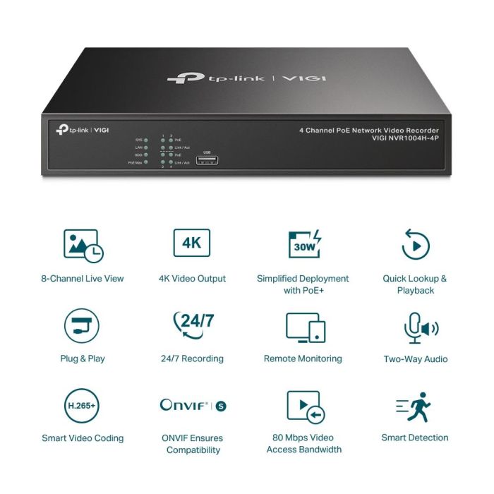 NET VIDEO RECORDER 4CH POE+/VIGI NVR1004H-4P TP-LINK – 2