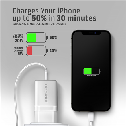 AXAGON Wallcharger 2x port (USB-A + USB-C), 20W ACU-PQ20W – 7
