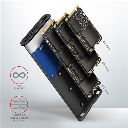 AXAGON External USB-C 3.2 Gen 2 metal box for M.2 NVMe & SATA SSD disks EEM2-SG2 – 9