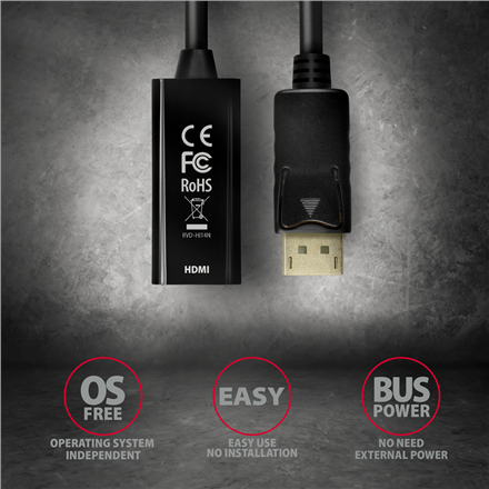 AXAGON Active adapter DisplayPort to HDMI 0.15 m – 5
