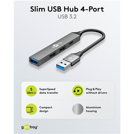 Goobay Slim 4-Port USB Hub, USB-A to USB-C 5GB – 2