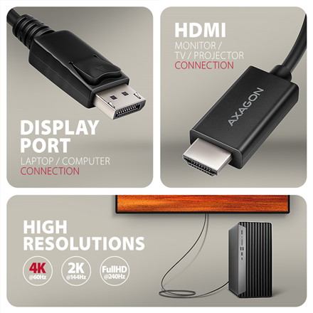 AXAGON Active cable RVD-HI20C2 DisplayPort to HDMI 1.8 m – 5