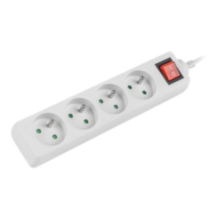 Lanberg Cable Power Strip, 4X French Outlets with Switch, Quality-Grade Copper, – 4