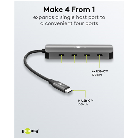 Goobay Slim 4-Port USB-Hub, USB-C auf USB-C, 10 Gbit 10GB – 5