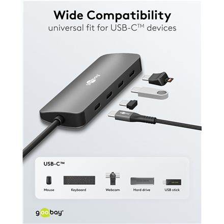 Goobay Slim 4-Port USB-Hub, USB-C auf USB-C, 10 Gbit 10GB – 6
