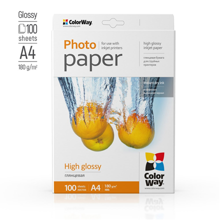 ColorWay Photo Paper, 100 sheets High Glossy 180 g/m² A4 – 2