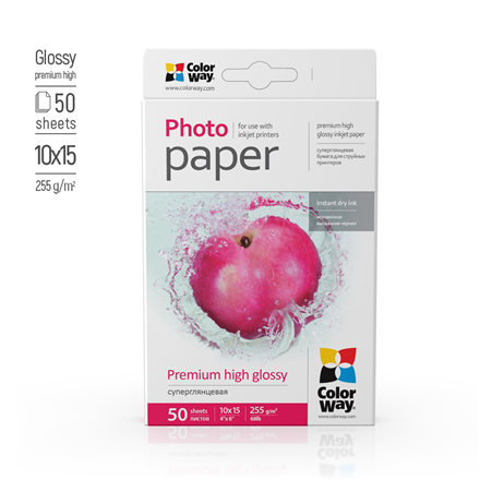 ColorWay Photo Paper, 50 sheets Premium High Glossy 255 g/m² 10x15 – 2