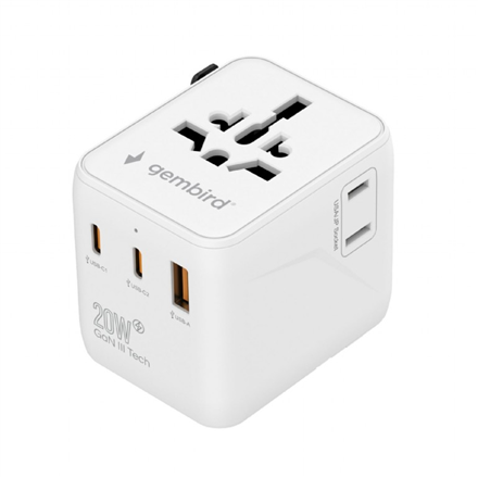 Gembird Universal travel power adapter TPA-1A2C20-01-W Travel Adapter 20 W – 5