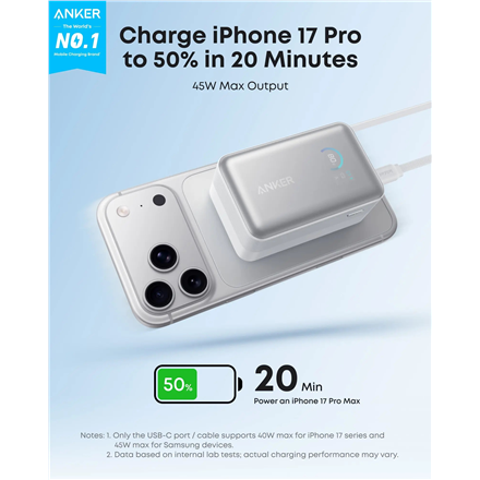 Anker Nano Power Bank 45W with Built-In Retractable USB-C Cable A1638H21 10000 – 4