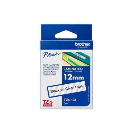Brother TZe-131 Laminated Tape Black on Clear 8 m