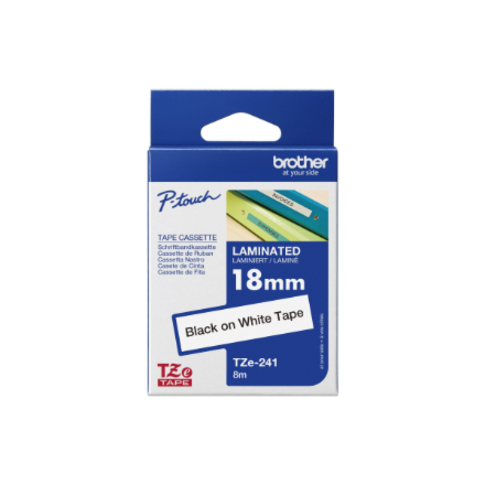 Brother TZ-241 Laminated Tape Black on White TZe