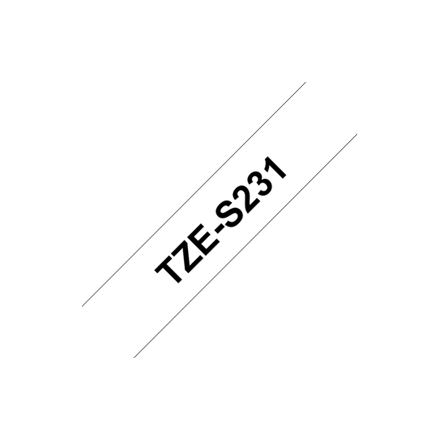 Brother TZ-S231 Strong Adhesive Laminated Tape Black on White TZe