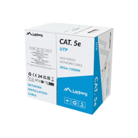 Lanberg LAN Cable Cat.5E 305M Solid CCA Grey Fluke Passed LCU5-15CC-0305-S