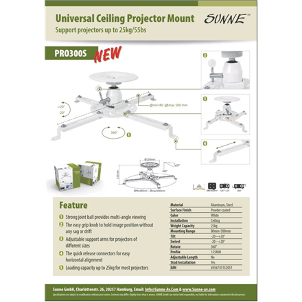 Sunne Projector Ceiling mount Turn, Tilt – 3