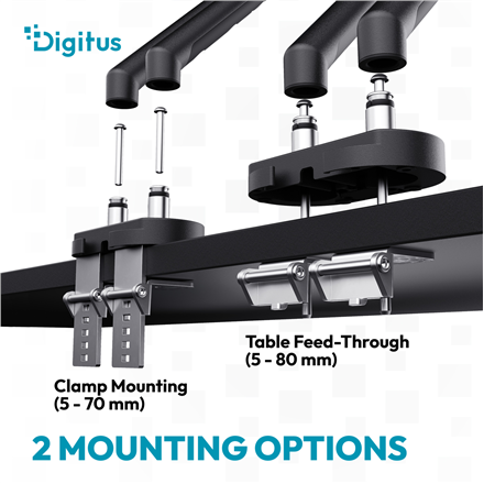 Digitus Desk Mount Tilt, rotation, pivot Dual design monitor mount, 2x 35", 35" – 9