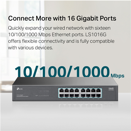 TP-LINK 16-Port Gigabit Switch LS1016G Unmanaged Desktop/Rack-mountable – 6
