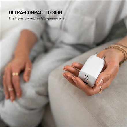 Fixed GaN Network Charger Mini with 2xUSB-C and USB output, PD support, 100 W, – 5