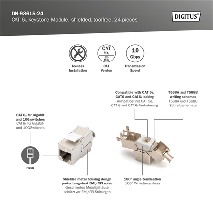 Digitus Keystone Module CAT 6A 14.5 x 34.5 x 21.0 mm – 5