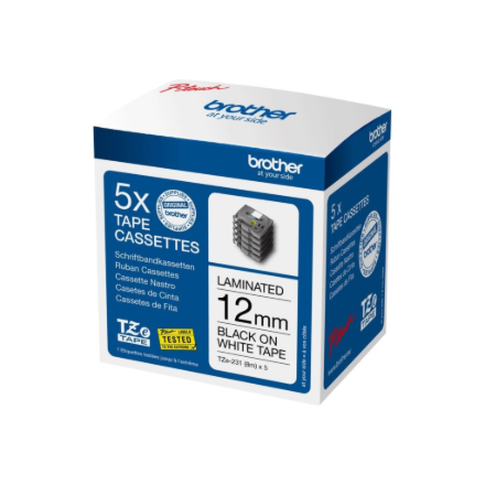 Brother TZE231M5 Black on white Laminated tape 1.2 cm x 8 m