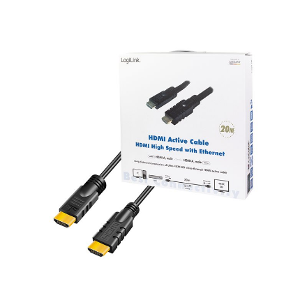 Logilink, CHA0020, 20m, Active, HDMI cable, type A male, - HDMI type A male, – 6