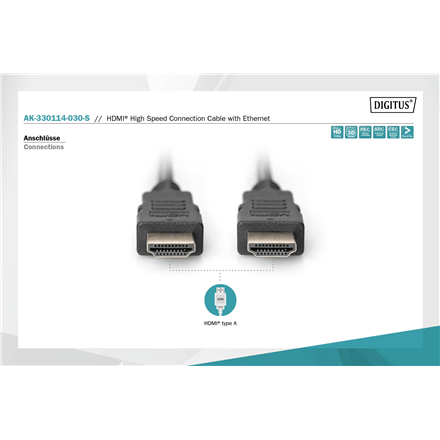 Digitus High Speed HDMI Cable with AK-330114-030-S HDMI male (type A) – 4