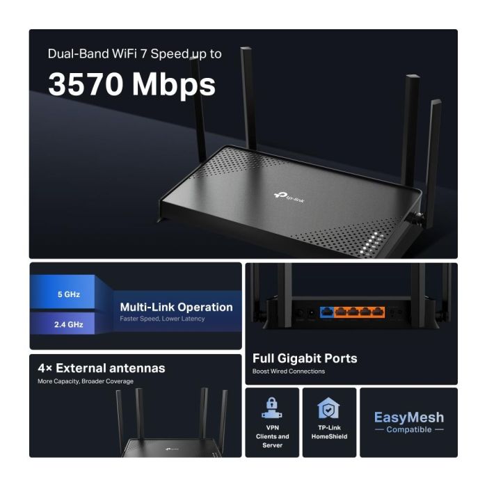 Wireless Router TP-LINK 3600 Mbps ARCHERBE220 – 4