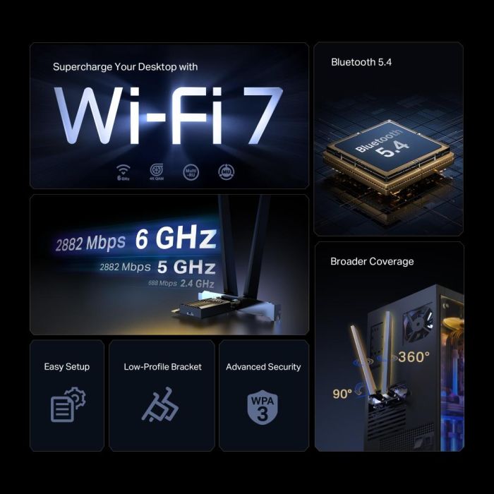 WRL ADAPTER 6500MBPS WI-FI 7/ARCHER TBE400E TP-LINK – 4