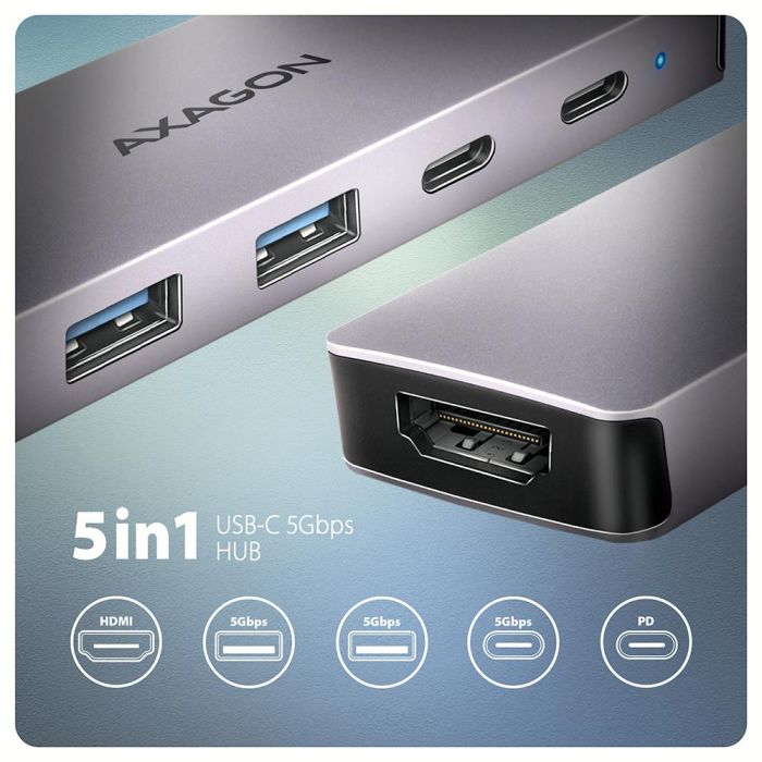 I/O HUB USB-C 5IN1/0.15M HMC-5H60 AXAGON – 3